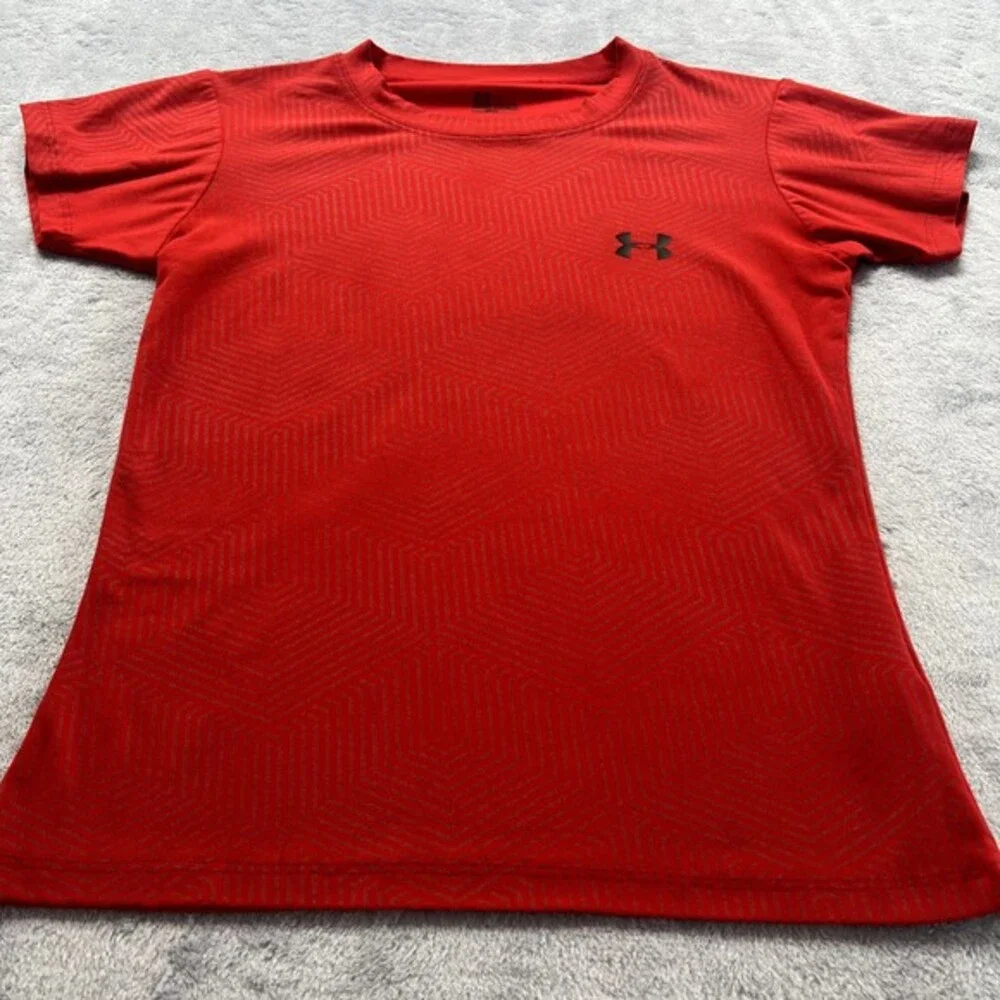 Under Armour Shirt Youth 2XL Boys XXL Red Short Sleeve HeatGear Athletic Workout